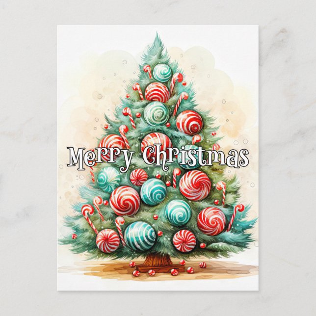 Carte Postale Joyeuses Fêtes | Sapin de Noël Joyeux (Devant)