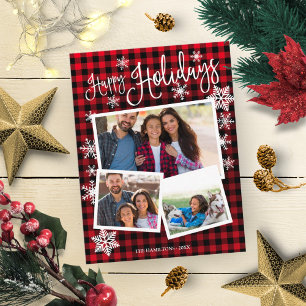 Carte Postale Joyeuses fêtes Snowflake Rustique 3 Photos Collage