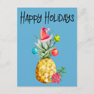 Carte Postale Joyeuses Fêtes Tropicales Noël à l'ananas