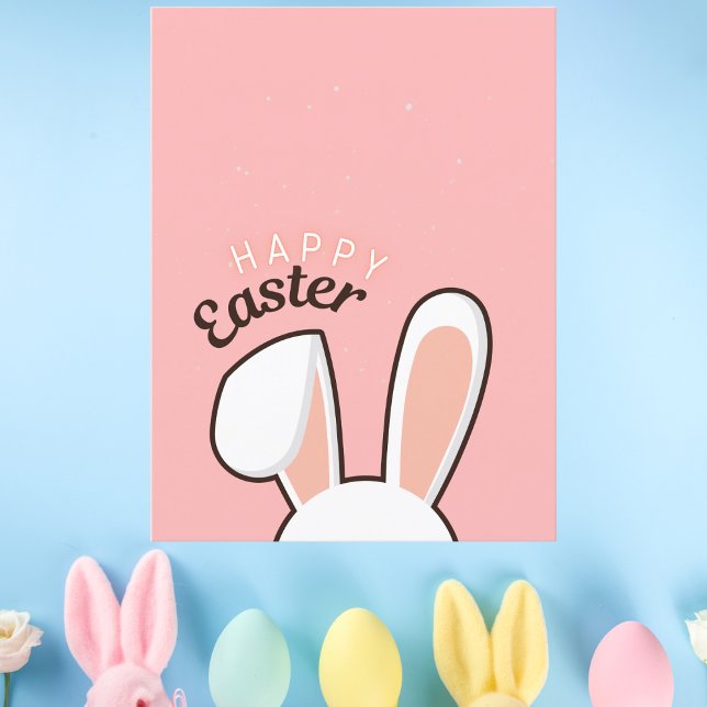 Carte Postale Joyeuses oreilles lapin de Pâques rose (Créateur téléchargé)