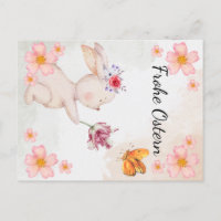 Joyeuses Pâques - avec un lapin et des fleurs
