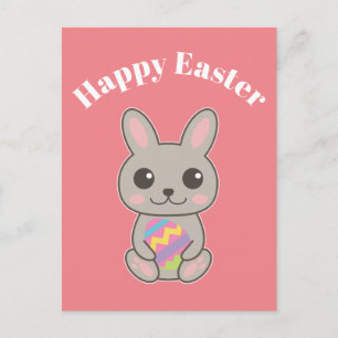 Carte Postale Joyeuses Pâques Lapin Mignon