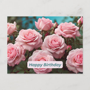 Carte Postale Joyeuses roses roses roses d'anniversaire en fleur