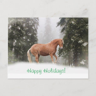Carte postale Joyeuses Vacances Brouillon Cheval