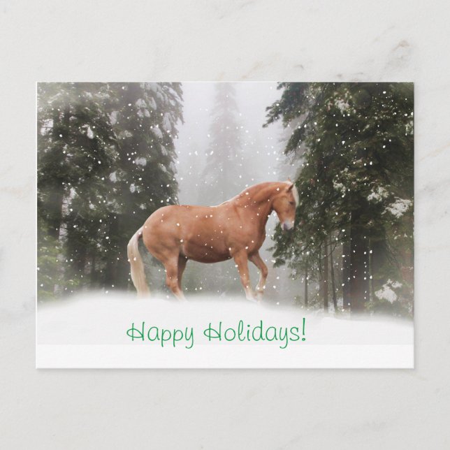 Carte postale Joyeuses Vacances Brouillon Cheval (Devant)