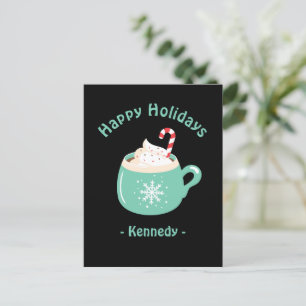 Carte Postale Joyeuses vacances Pastel Blue Hot Chocolate Cup