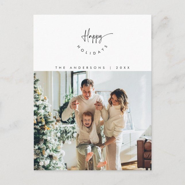 Carte Postale Joyeuses vacances, Photo de famille Smiling Script (Devant)