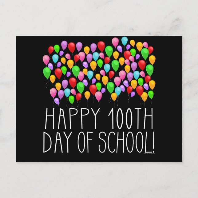 Carte Postale Joyeux 100e jour de l'école 100 ballons enseignant (Devant)