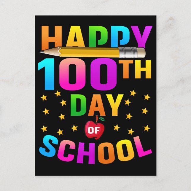 Carte Postale Joyeux 100e jour d'école pour enseignants et étudi (Devant)