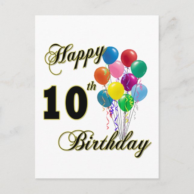 Carte Postale Joyeux 10e anniversaire cadeaux et vêtements d'ann (Devant)