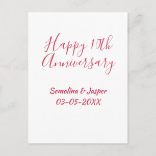 Carte Postale joyeux 10e anniversaire nom rouge rétro simple mod
