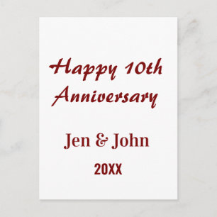 Carte Postale Joyeux 10ème anniversaire de mariage mauve nom sim