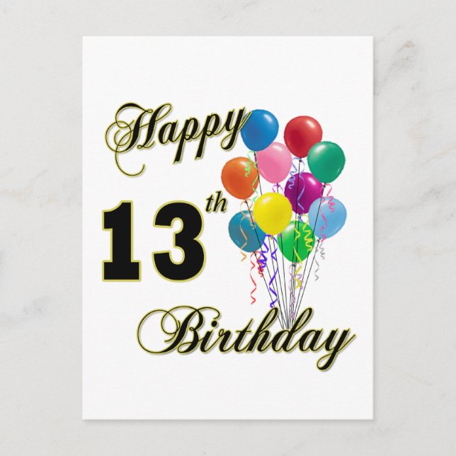 Carte Postale Joyeux 13e anniversaire cadeaux et vêtements d'ann (Devant)