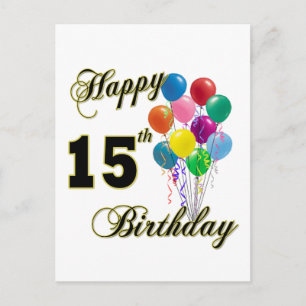 Carte Postale Joyeux 15e anniversaire cadeaux et vêtements d'ann