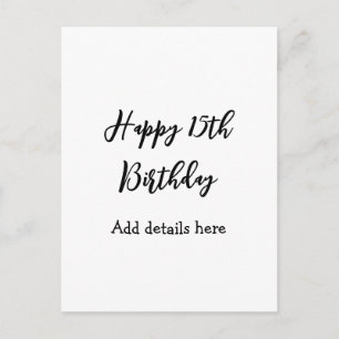 Carte Postale Joyeux 15e anniversaire nom quinceanera détails si