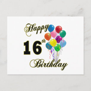 Carte Postale Joyeux 16e anniversaire cadeaux et vêtements d'ann