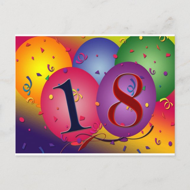 Carte Postale Joyeux 18ème anniversaire ! (Devant)
