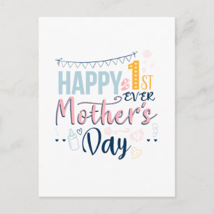 Carte Postale Joyeux 1st Ever Mothers Day mignonne Nouvelle mama