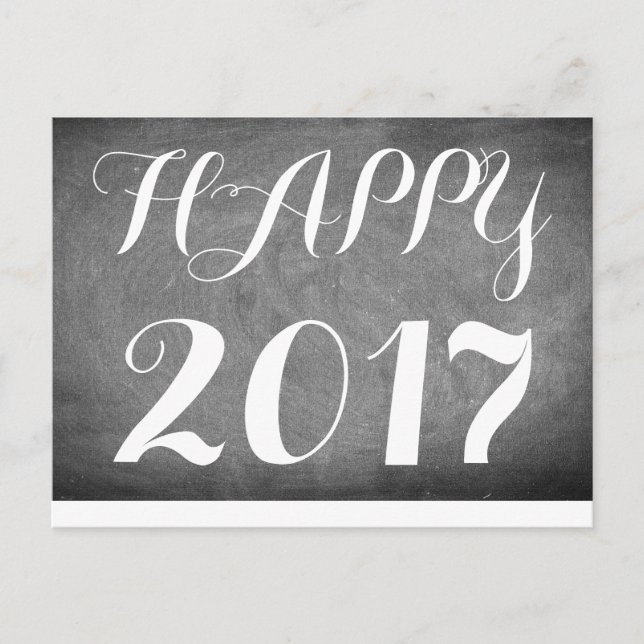 Carte Postale Joyeux 2017 écriture manuscrite Typographie noir b (Devant)