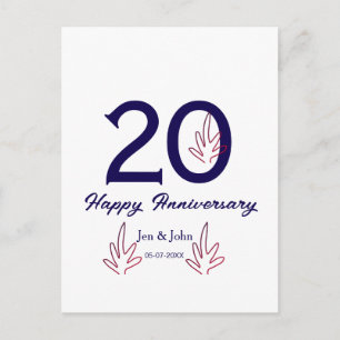 Carte Postale Joyeux 20e anniversaire lettre gras violet nom lea