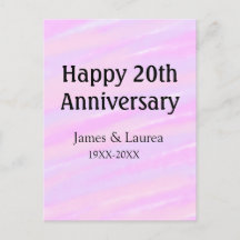 Joyeux 20e anniversaire rose pastel nom violet