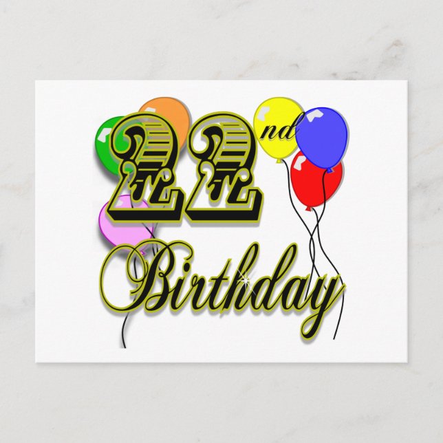 Carte Postale Joyeux 22e anniversaire de marchandises (Devant)