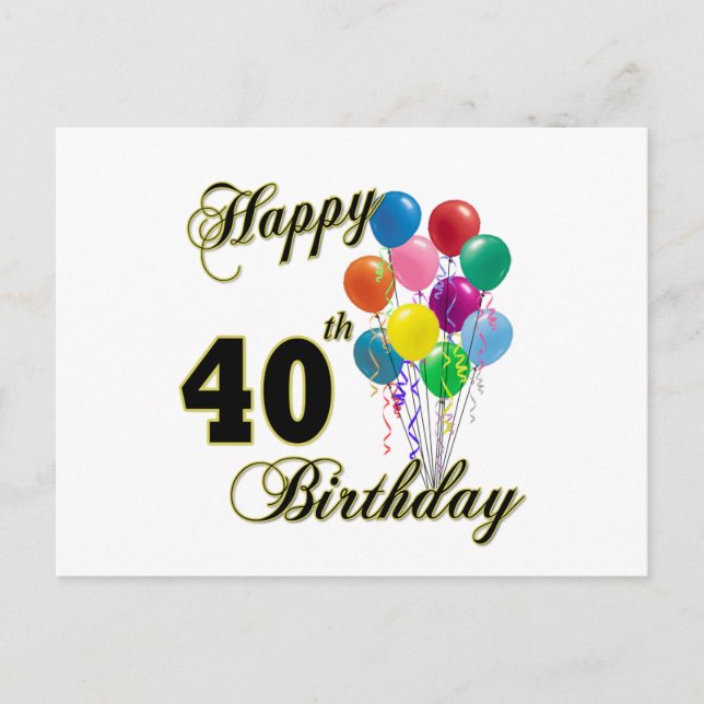 Carte Postale Joyeux 40e anniversaire cadeaux et vêtements d'ann (Devant)