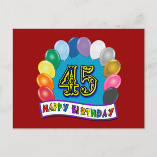 Carte Postale Joyeux 45e anniversaire Balloon Arch