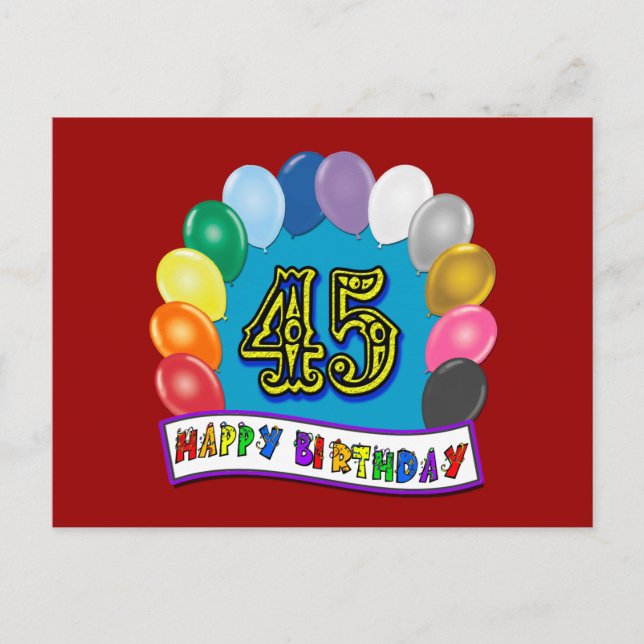 Carte Postale Joyeux 45e anniversaire Balloon Arch (Devant)