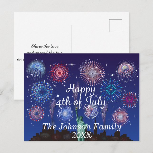 Carte Postale Joyeux 4 juillet à New York (Devant / Derrière)