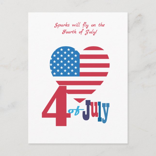 Carte Postale Joyeux 4 juillet Amérique USA Drapeau Patriotique  (Devant)