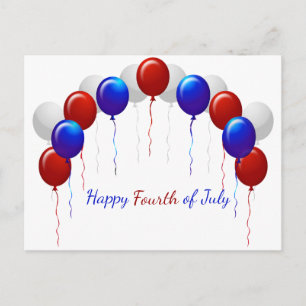 Carte Postale Joyeux 4 juillet Ballons colorés
