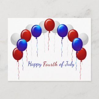 Carte Postale Joyeux 4 juillet Ballons colorés