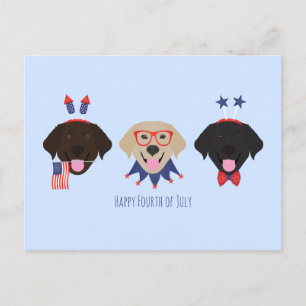 Carte Postale Joyeux 4 Juillet Chiens De Récupérateur Du Labrado
