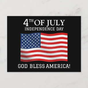 Carte Postale Joyeux 4 juillet Fête de l'Indépendance rouge blan