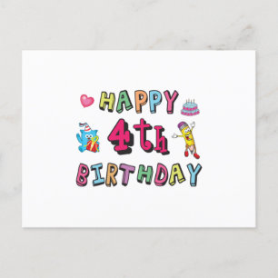 Carte Postale Joyeux 4e anniversaire 4 ans de voeux