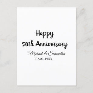 Carte Postale Joyeux 50e anniversaire de mariage couple nom date