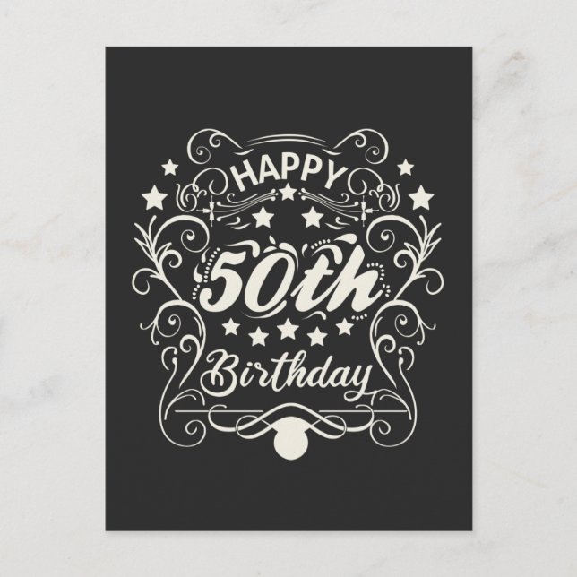 Carte Postale Joyeux 50e anniversaire décoratif. (Devant)