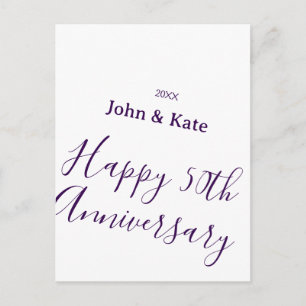 Carte Postale Joyeux 50e anniversaire nom violet année simple