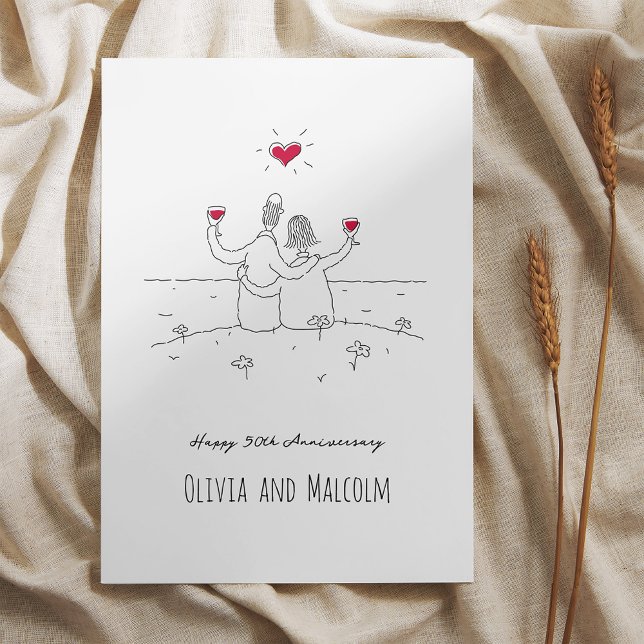 Carte Postale Joyeux 50ème anniversaire de Mariage coeur rouge m (Créateur téléchargé)