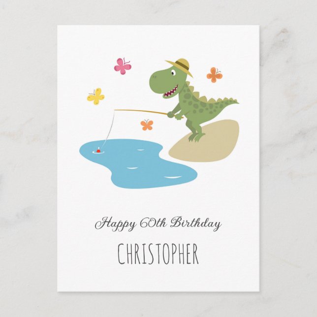 Carte Postale Joyeux 60ème anniversaire mignonne Dinosaur Dinosa (Devant)