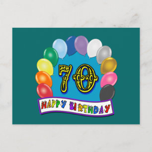Carte Postale Joyeux 70e anniversaire avec ballons