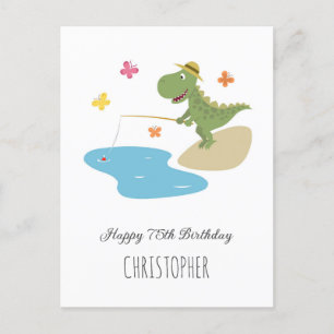 Carte Postale Joyeux 75ème anniversaire mignonne Dinosaur Dinosa