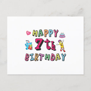 Carte Postale Joyeux 7e anniversaire 7 ans souhaits