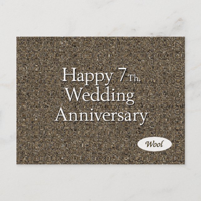 Carte Postale Joyeux 7ème. Laine de l'anniversaire du mariage (Devant)