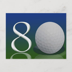Carte Postale Joyeux anniversaire à la noix de golf de 80 ans