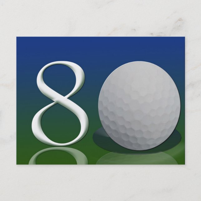 Carte Postale Joyeux anniversaire à la noix de golf de 80 ans (Devant)