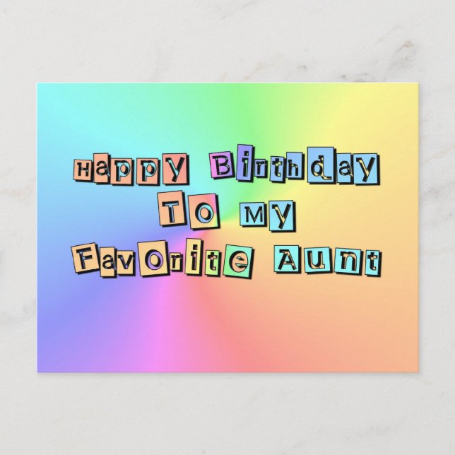Carte Postale Joyeux Anniversaire À Ma Tante Préférée (Devant)