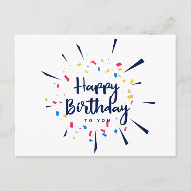 Carte Postale Joyeux anniversaire à toi confettis (Devant)