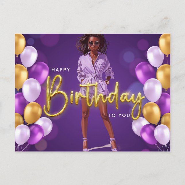 Carte Postale Joyeux anniversaire à toi, sœur à la peau noire, r (Devant)